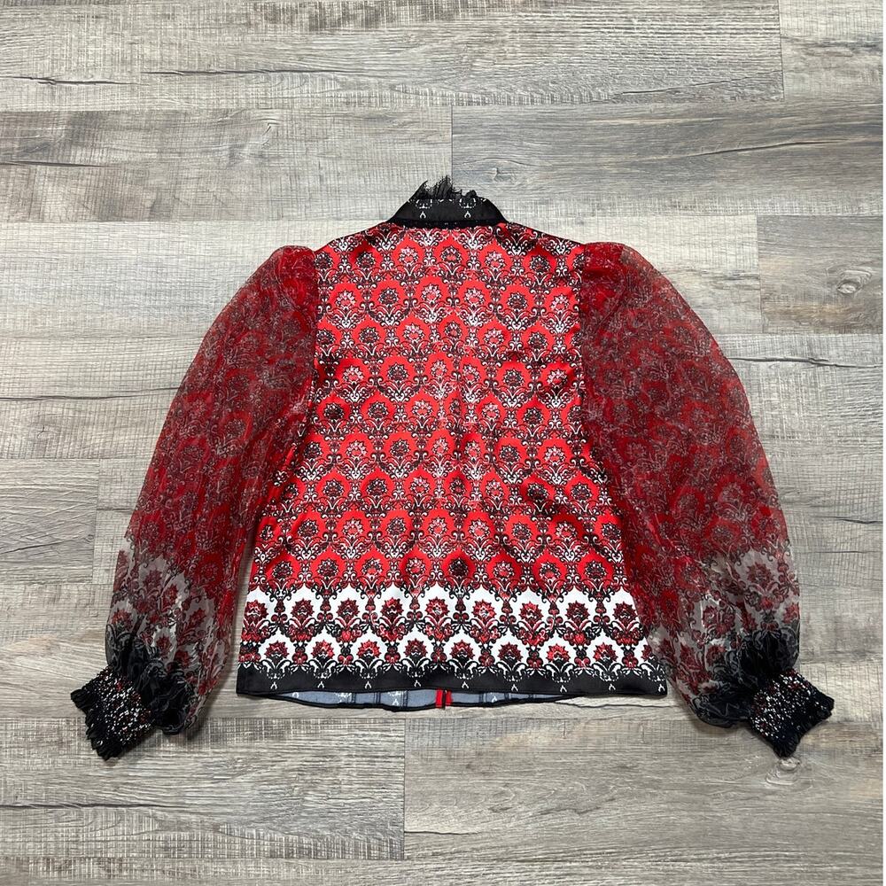 Alice + Olivia Red and Black Button Down Shirt - Picture 2 of 7